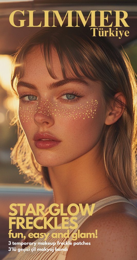 Star Glow Freckles Geçici Altın Çil Makyaj Bandı 3 Adet